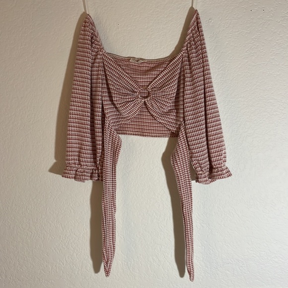 Endless Blue | Mid Sleeve Front Tie Crop Top - Picture 5 of 7